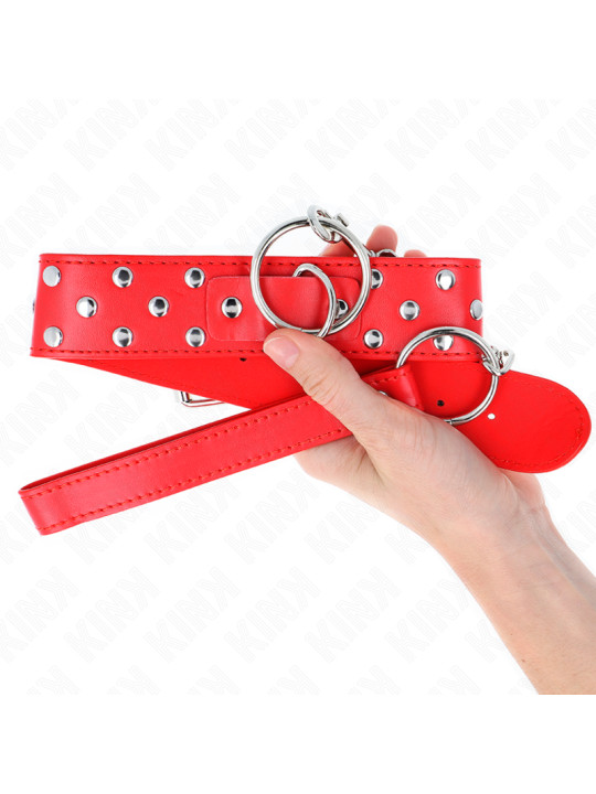 COLLAR BDSM CON CORREA AJUSTABLE ROJO KINK 65 CM DE LA MARCA KINK COLLAR & GAG