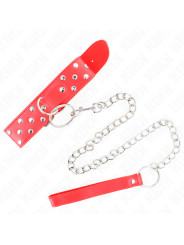 COLLAR BDSM CON CORREA AJUSTABLE ROJO KINK 65 CM DE LA MARCA KINK COLLAR & GAG
