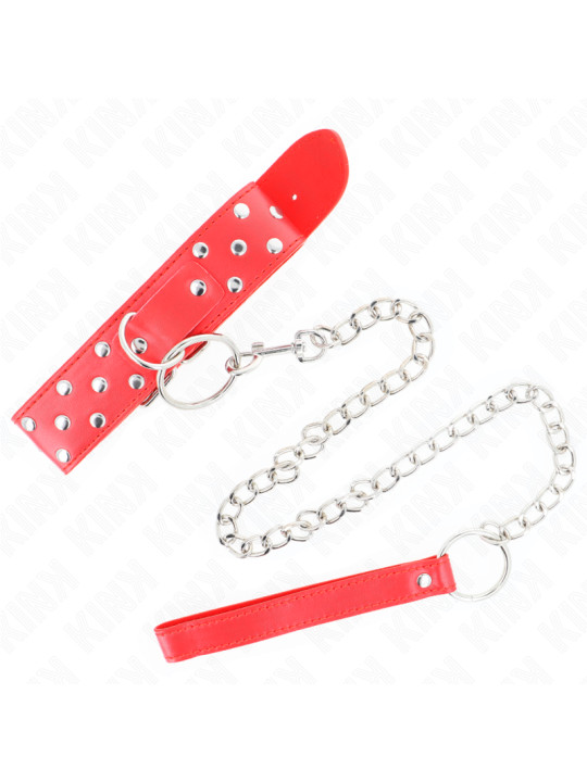 COLLAR BDSM CON CORREA AJUSTABLE ROJO KINK 65 CM DE LA MARCA KINK COLLAR & GAG