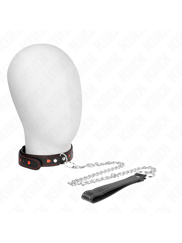 COLLAR BDSM CON CORREA 65 CM DETALLES CORAZÓN KINK DE LA MARCA KINK COLLAR & GAG
