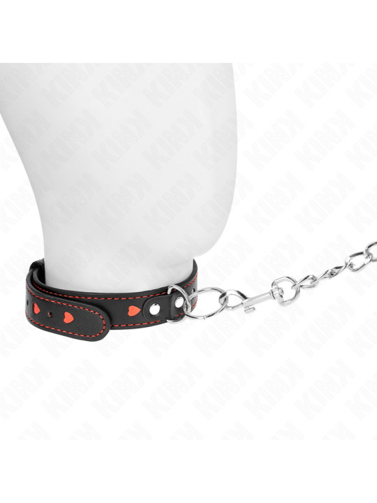 COLLAR BDSM CON CORREA 65 CM DETALLES CORAZÓN KINK DE LA MARCA KINK COLLAR & GAG