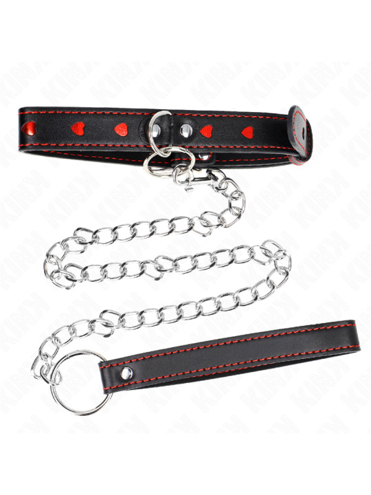 COLLAR BDSM CON CORREA 65 CM DETALLES CORAZÓN KINK DE LA MARCA KINK COLLAR & GAG