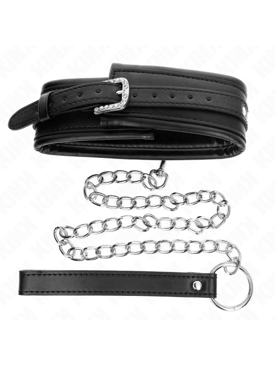 COLLAR BDSM CON CORREA KINK 65 CM HEBRILLA BRILLANTE DE LA MARCA KINK COLLAR & GAG