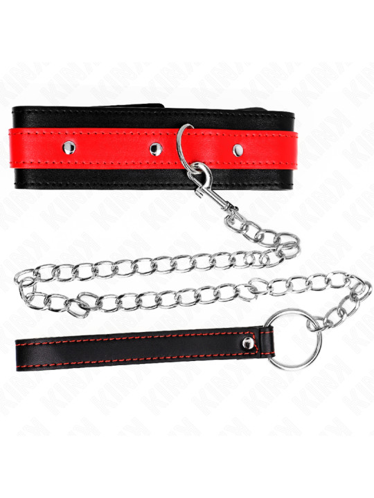 COLLAR BDSM ROJO CON CORREA AJUSTABLE KINK 65 CM DE LA MARCA KINK COLLAR & GAG