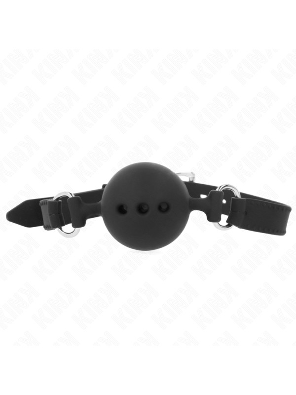 MORDAZA DE BOLA SILICONA KINK NEGRO TALLA M AJUSTABLE DE LA MARCA KINK COLLAR & GAG
