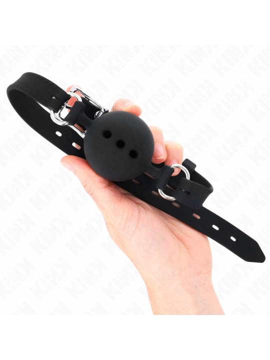 MORDAZA DE BOLA SILICONA KINK NEGRO TALLA M AJUSTABLE DE LA MARCA KINK COLLAR & GAG