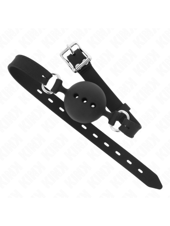 MORDAZA DE BOLA SILICONA KINK NEGRO TALLA M AJUSTABLE DE LA MARCA KINK COLLAR & GAG