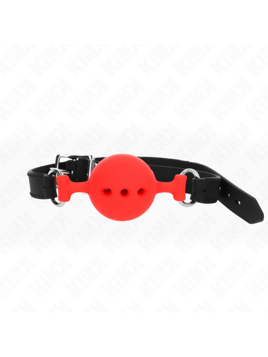 MORDAZA DE BOLA DE SILICONA ROJA AJUSTABLE KINK BDSM DE LA MARCA KINK COLLAR & GAG