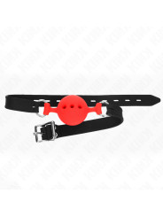 MORDAZA DE BOLA DE SILICONA ROJA AJUSTABLE KINK BDSM DE LA MARCA KINK COLLAR & GAG