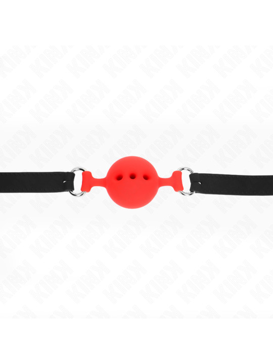 MORDAZA DE BOLA DE SILICONA ROJA AJUSTABLE KINK BDSM DE LA MARCA KINK COLLAR & GAG