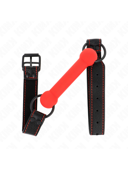 MORDAZA BDSM HUESO AJUSTABLE CON CORREA POLIPIEL ROJO KINK DE LA MARCA KINK COLLAR & GAG