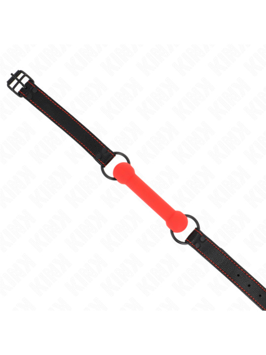 MORDAZA BDSM HUESO AJUSTABLE CON CORREA POLIPIEL ROJO KINK DE LA MARCA KINK COLLAR & GAG