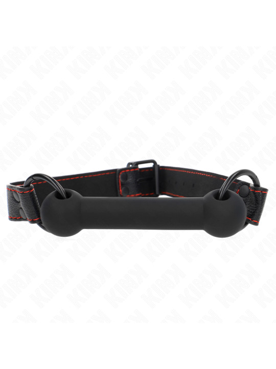MORDAZA BDSM HUESO AJUSTABLE CORREA POLIPIEL NEGRO KINK DE LA MARCA KINK COLLAR & GAG