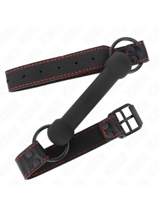 MORDAZA BDSM HUESO AJUSTABLE CORREA POLIPIEL NEGRO KINK DE LA MARCA KINK COLLAR & GAG