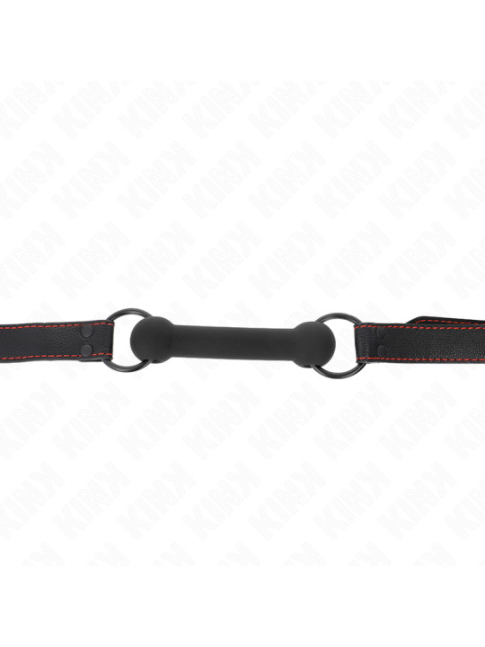 MORDAZA BDSM HUESO AJUSTABLE CORREA POLIPIEL NEGRO KINK DE LA MARCA KINK COLLAR & GAG