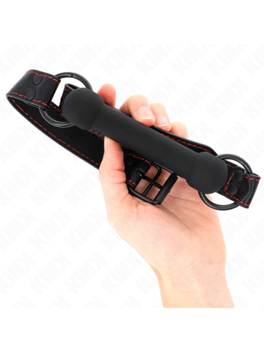 MORDAZA BDSM HUESO AJUSTABLE CORREA POLIPIEL NEGRO KINK DE LA MARCA KINK COLLAR & GAG