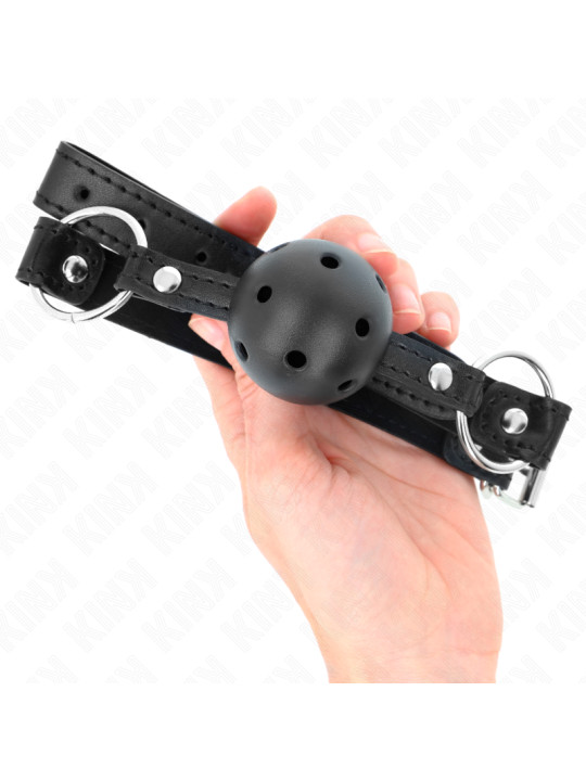 MORDAZA DE BOLA BDSM 4.5 CM NEGRA SILICONA KINK DE LA MARCA KINK COLLAR & GAG