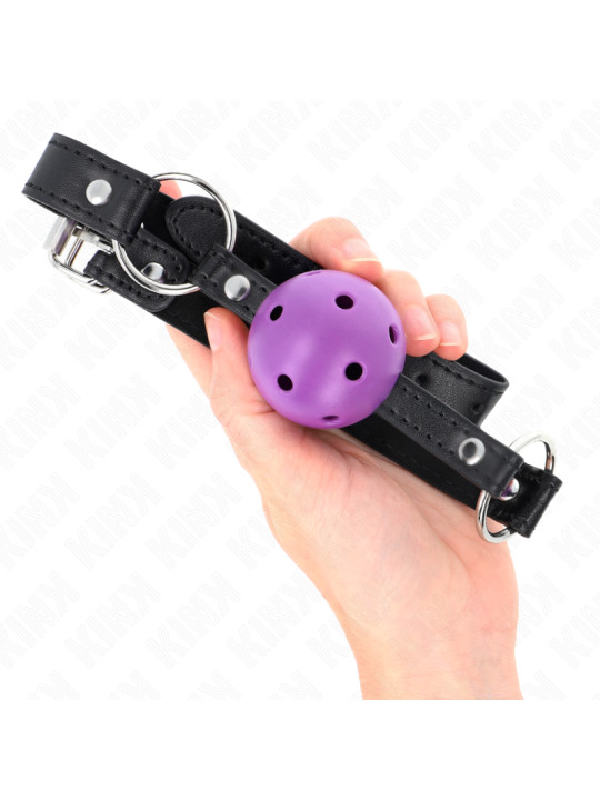MORDAZA DE BOLA KINK 4.5 CM SILICONA MORADO BDSM DE LA MARCA KINK COLLAR & GAG