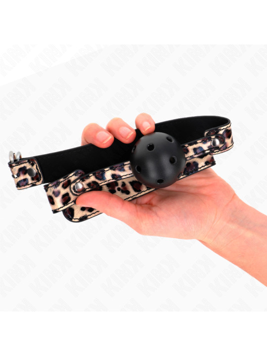 MORDAZA DE BOLA KINK 4.5 CM TRANSPIRABLE LEOPARDO DE LA MARCA KINK COLLAR & GAG