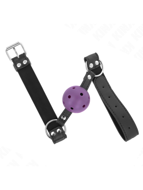 MORDAZA DE BOLA BDSM TRANSPIRABLE AJUSTABLE 42-58 CM DE LA MARCA KINK COLLAR & GAG