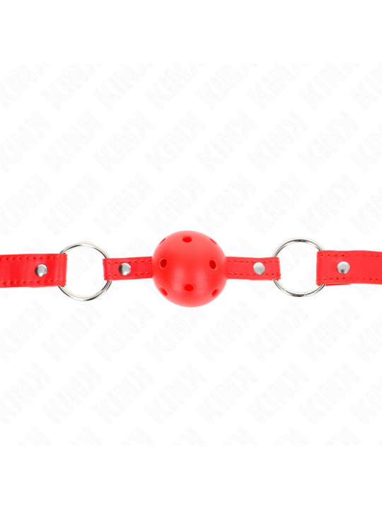 MORDAZA DE BOLA BDSM 4 CM TRANSPIRABLE ROJO AJUSTABLE DE LA MARCA KINK COLLAR & GAG