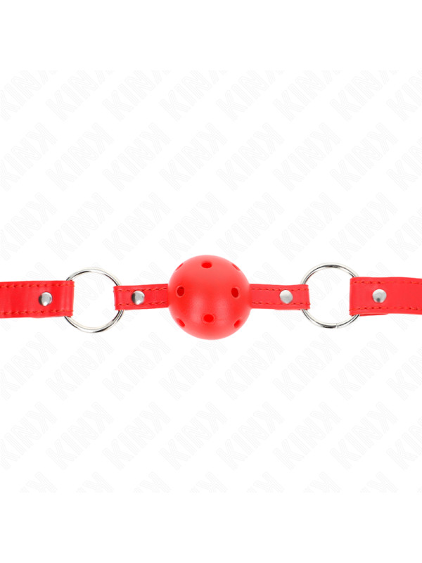 MORDAZA DE BOLA BDSM 4 CM TRANSPIRABLE ROJO AJUSTABLE DE LA MARCA KINK COLLAR & GAG