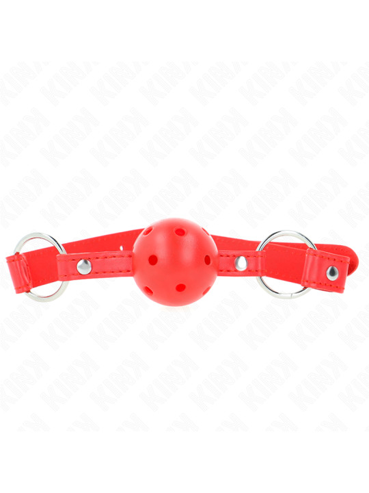 MORDAZA DE BOLA BDSM 4 CM TRANSPIRABLE ROJO AJUSTABLE DE LA MARCA KINK COLLAR & GAG