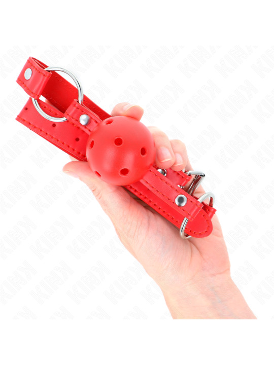 MORDAZA DE BOLA BDSM 4 CM TRANSPIRABLE ROJO AJUSTABLE DE LA MARCA KINK COLLAR & GAG