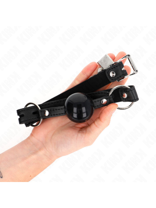 MORDAZA DE BOLA BDSM 4 CM TPE CON CANDADO NEGRO KINK DE LA MARCA KINK COLLAR & GAG