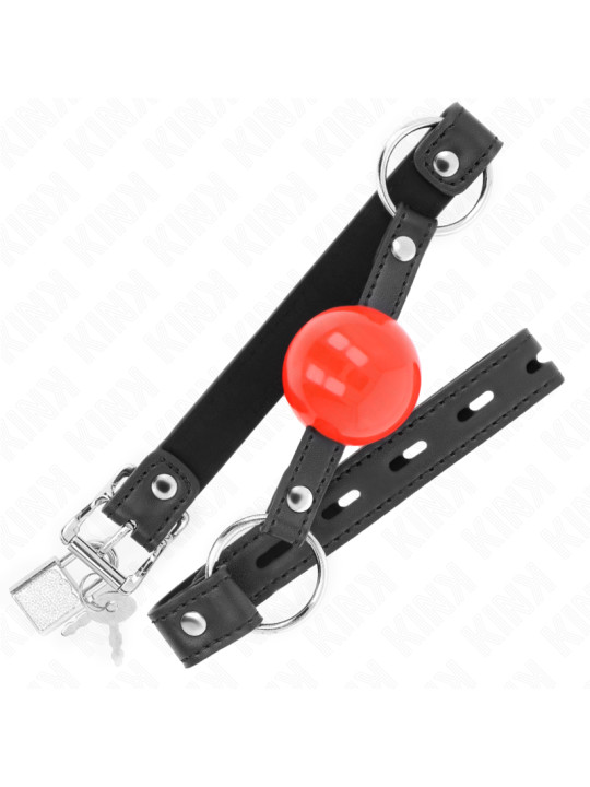 MORDAZA BOLA ROJA 4 CM CON CANDADO Y CORREA NEGRA KINK DE LA MARCA KINK COLLAR & GAG