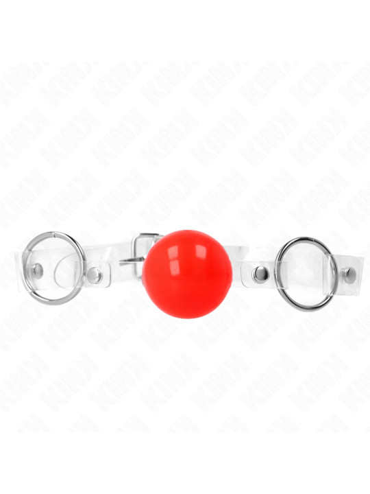 MORDAZA DE BOLA ROJA PVC TRANSPARENTE AJUSTABLE KINK DE LA MARCA KINK COLLAR & GAG