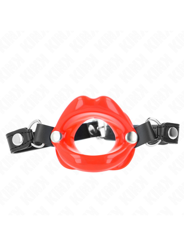 MORDAZA LABIAL BDSM CON CORREA AJUSTABLE ROJO KINK DE LA MARCA KINK COLLAR & GAG