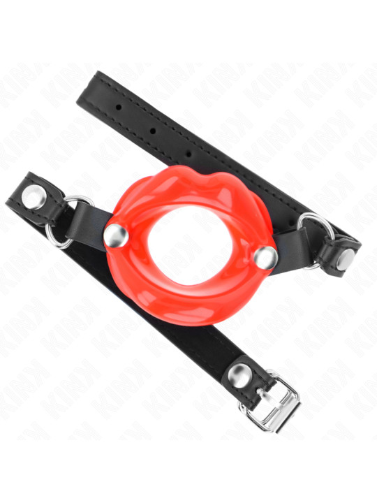 MORDAZA LABIAL BDSM CON CORREA AJUSTABLE ROJO KINK DE LA MARCA KINK COLLAR & GAG
