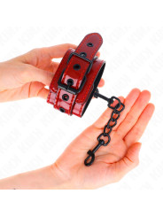 MUÑEQUERAS BDSM KINK ROJO OSCURO - CUERO AJUSTABLE DE LA MARCA KINK WRIST RESTRAINT