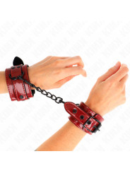 MUÑEQUERAS BDSM KINK ROJO OSCURO - CUERO AJUSTABLE DE LA MARCA KINK WRIST RESTRAINT