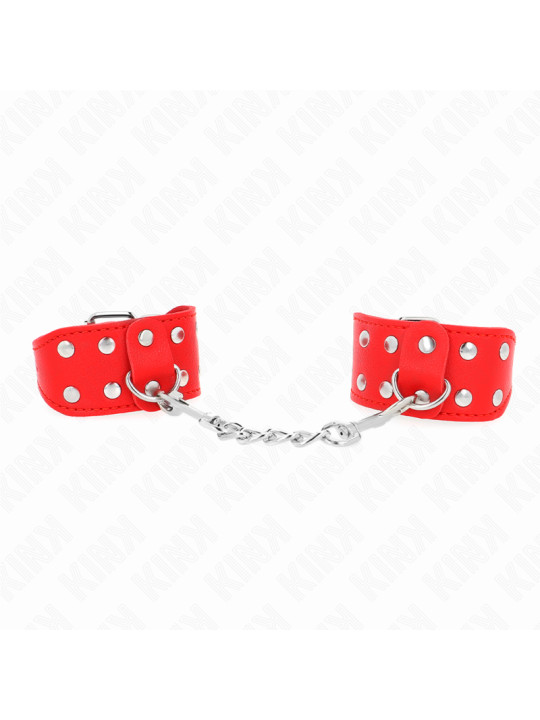 MUÑEQUERAS BDSM CON TACHUELAS AJUSTABLES ROJO KINK DE LA MARCA KINK WRIST RESTRAINT