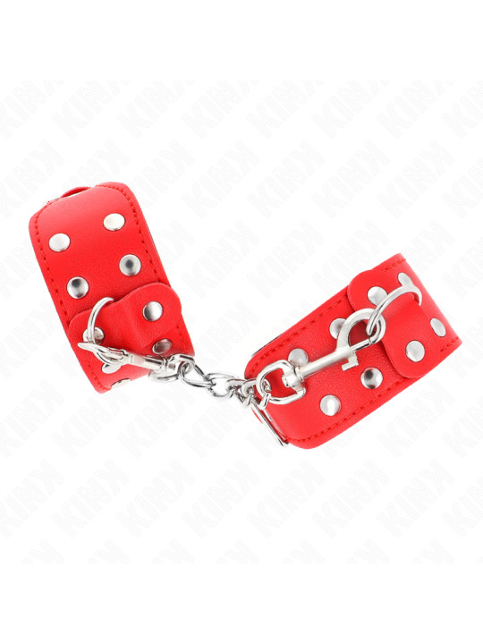 MUÑEQUERAS BDSM CON TACHUELAS AJUSTABLES ROJO KINK DE LA MARCA KINK WRIST RESTRAINT