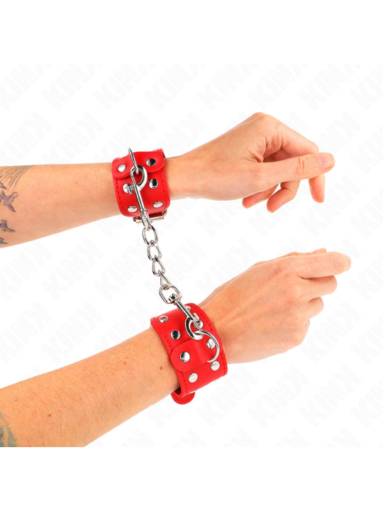 MUÑEQUERAS BDSM CON TACHUELAS AJUSTABLES ROJO KINK DE LA MARCA KINK WRIST RESTRAINT