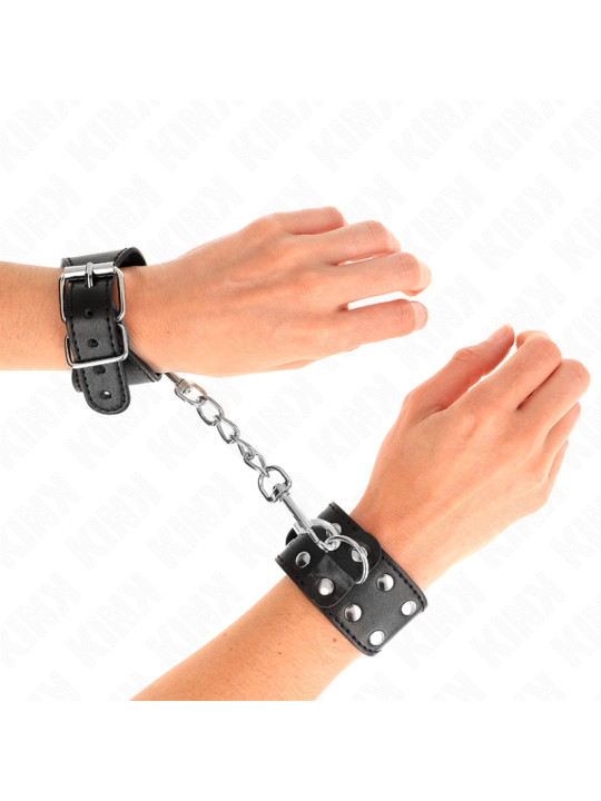 MUÑEQUERAS BDSM CON TACHUELAS AJUSTABLES KINK NEGRO DE LA MARCA KINK WRIST RESTRAINT