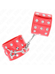 MUÑEQUERAS BDSM CON TACHUELAS AJUSTABLES KINK ROJO DE LA MARCA KINK WRIST RESTRAINT