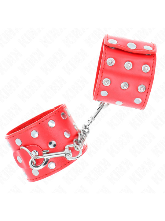 MUÑEQUERAS BDSM CON TACHUELAS AJUSTABLES KINK ROJO DE LA MARCA KINK WRIST RESTRAINT