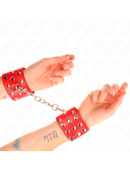 MUÑEQUERAS BDSM CON TACHUELAS AJUSTABLES KINK ROJO DE LA MARCA KINK WRIST RESTRAINT