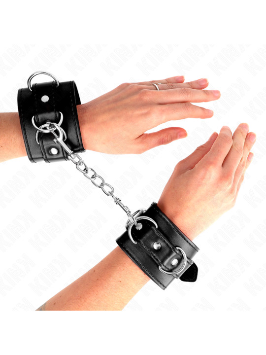 MUÑEQUERAS BDSM CON ANILLAS AJUSTABLES KINK NEGRO DE LA MARCA KINK WRIST RESTRAINT