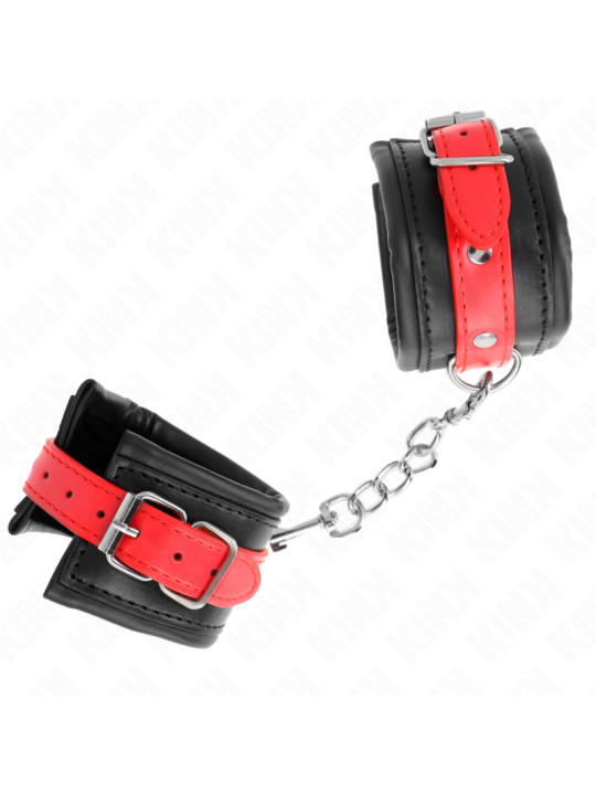MUÑEQUERAS BDSM NEGRO Y ROJO AJUSTABLES KINK DE LA MARCA KINK WRIST RESTRAINT