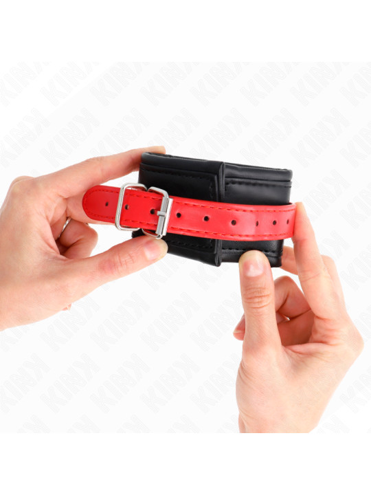 MUÑEQUERAS BDSM NEGRO Y ROJO AJUSTABLES KINK DE LA MARCA KINK WRIST RESTRAINT