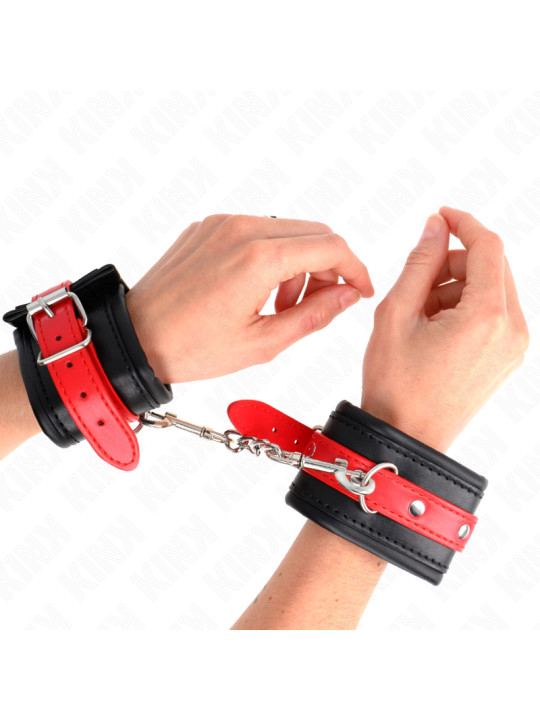 MUÑEQUERAS BDSM NEGRO Y ROJO AJUSTABLES KINK DE LA MARCA KINK WRIST RESTRAINT