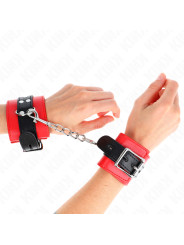 MUÑEQUERAS BDSM AJUSTABLES KINK ROJO Y NEGRO DE LA MARCA KINK WRIST RESTRAINT
