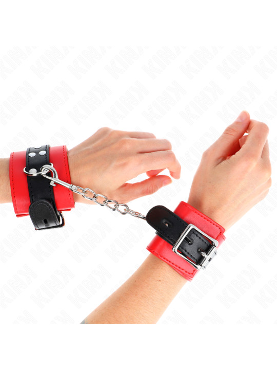 MUÑEQUERAS BDSM AJUSTABLES KINK ROJO Y NEGRO DE LA MARCA KINK WRIST RESTRAINT