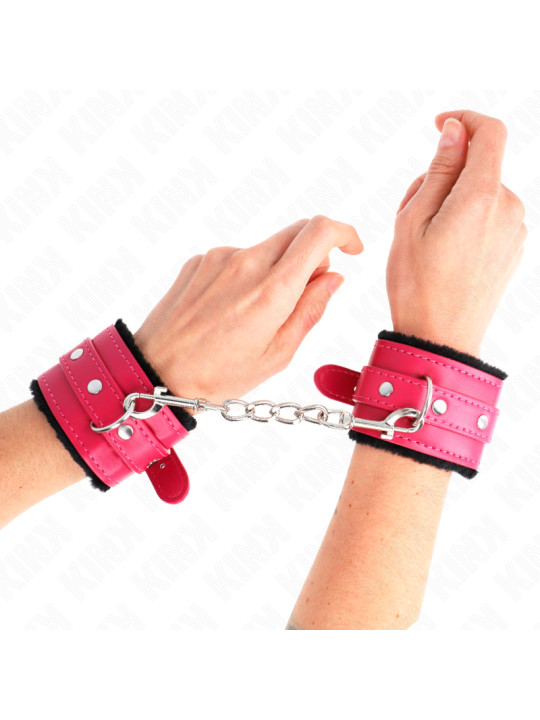 MUÑEQUERAS BDSM NEGRO Y FUCSIA AJUSTABLES KINK DE LA MARCA KINK WRIST RESTRAINT