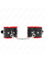 MUÑEQUERAS BDSM KINK ROJO Y NEGRO AJUSTABLES 17-29 CM DE LA MARCA KINK WRIST RESTRAINT